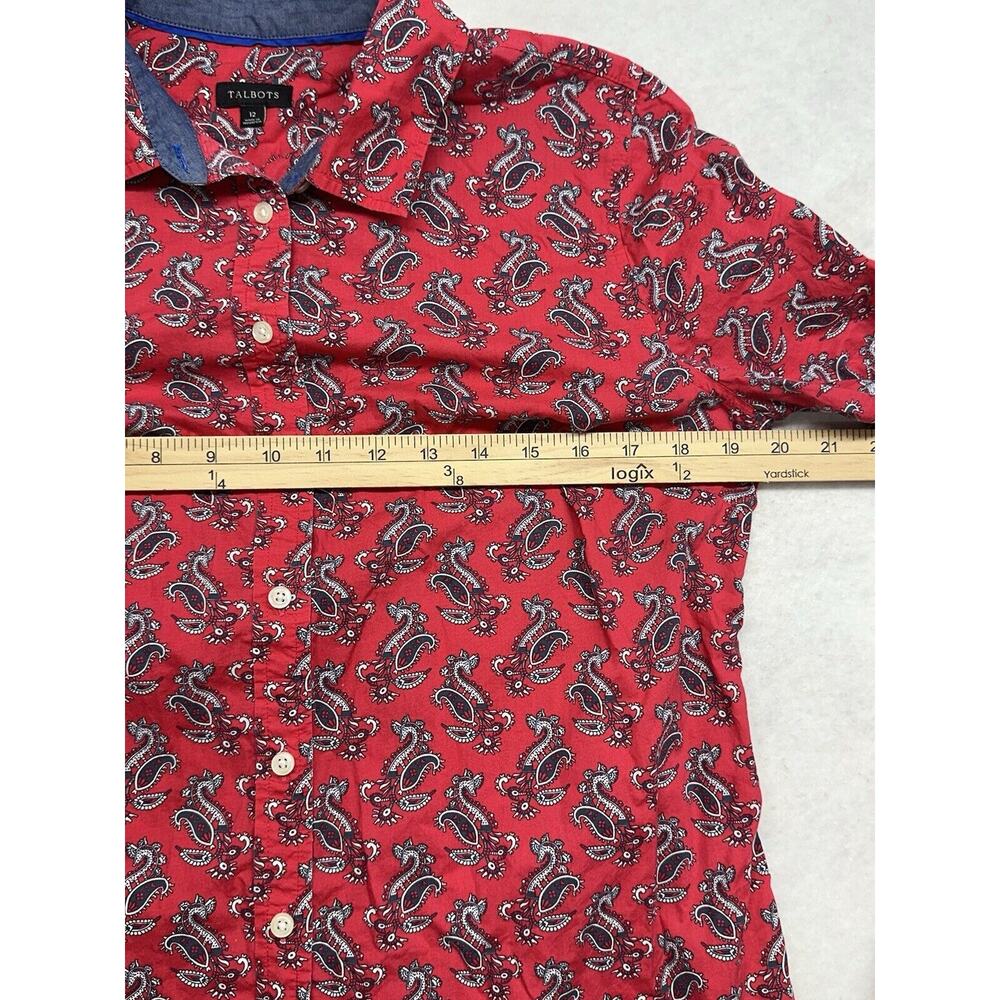 Talbots Womens SZ 12 Paisley Print Long Sleeve‎ Button Down Blouse 100% Cotton - Picture 5 of 9